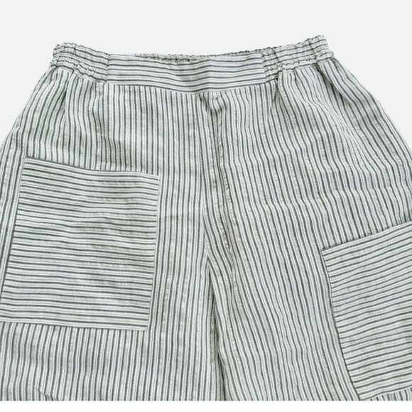 Ozai n Ku Rays Striped Metallic Pull On Lagenlook Cropped Pants Women's size L - Picture 6 of 8